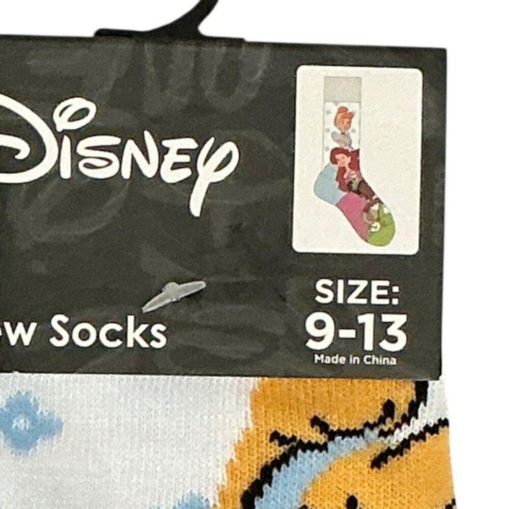 Disney Frozen Princess Crew Socks Casual Novelty White Blue Adult 9-13 One Size - Picture 4 of 16